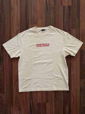 Ardene Cream Short Sleeve Tee with Red Chest Text